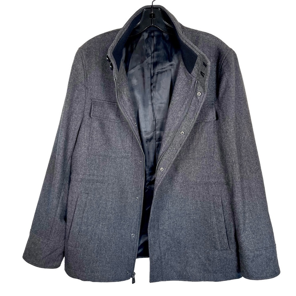 Hart Schaffner Marx 100% Wool Field Military Jacket Gray M NWOT - Picture 2 of 11